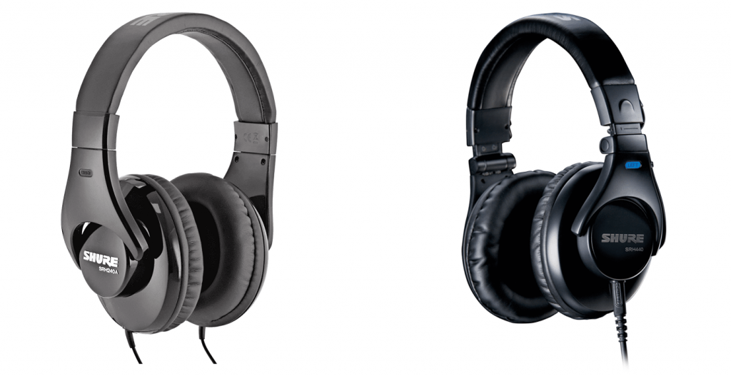 The Shure SRH440 Professional Studio Headphones and the Shure SRH240A Headphones 