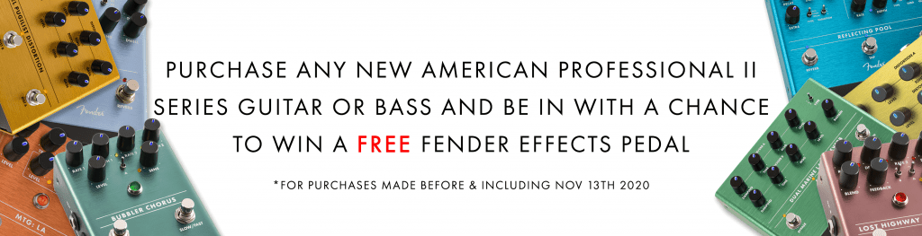 Purchase any new American Professional II series Guitar or Bass and be in with a chance to win a free Fender effects pedal