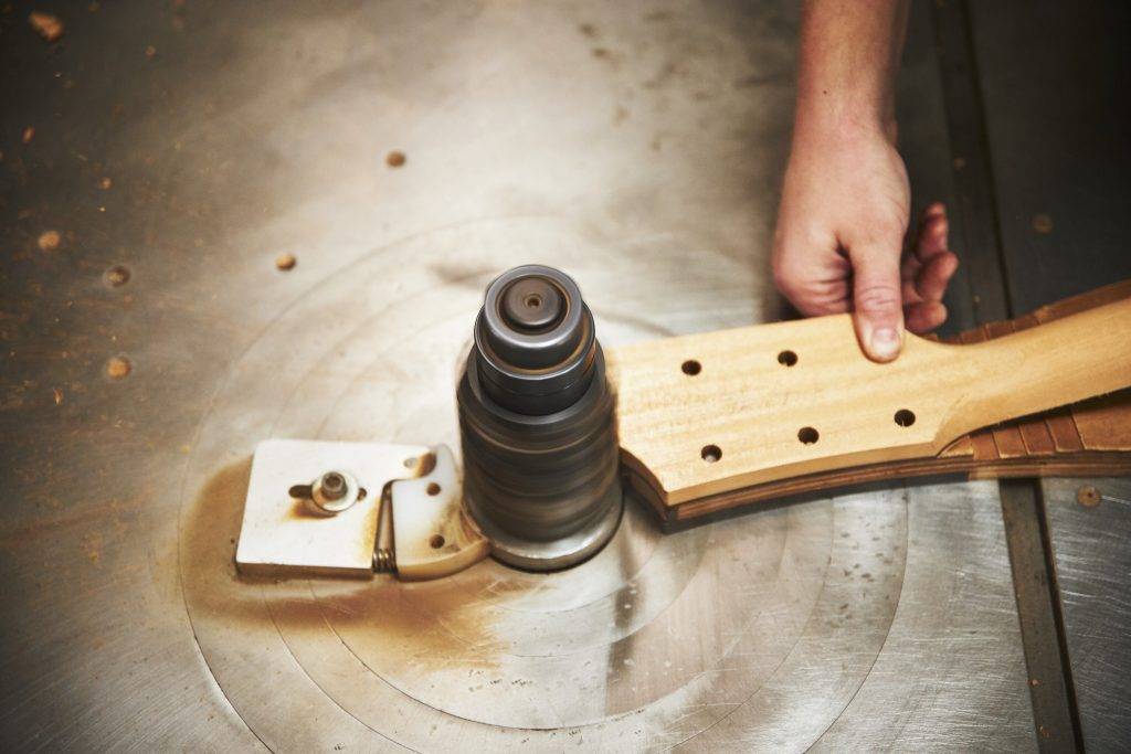 Shaping a guitar headstock