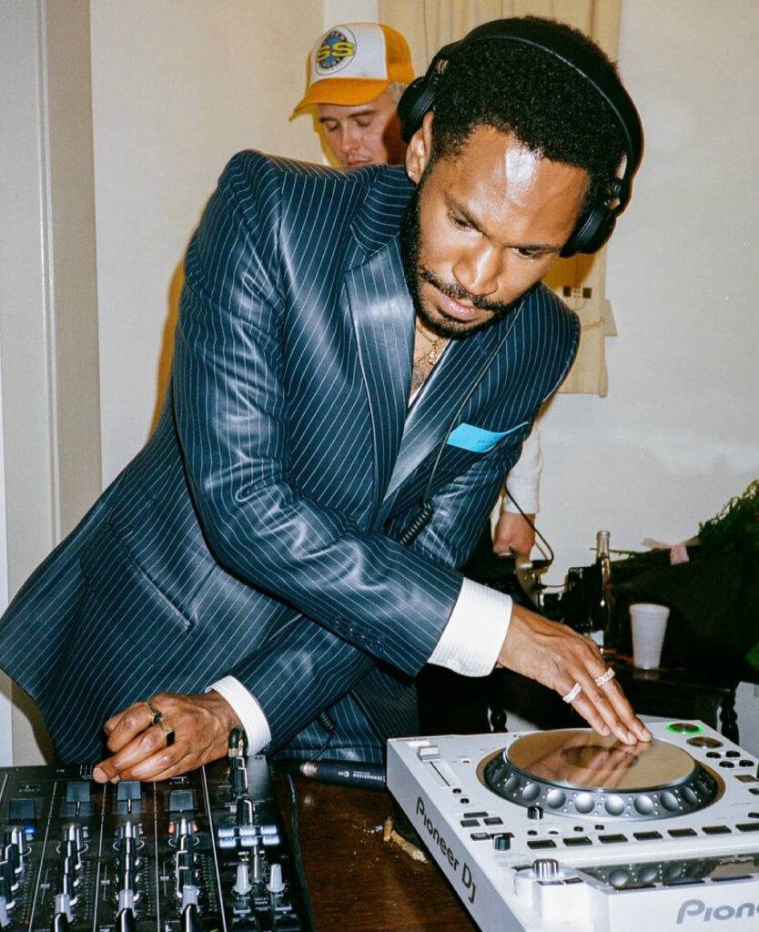 Renowned producer and DJ Kaytranada in action with his AIAIAI headphones.