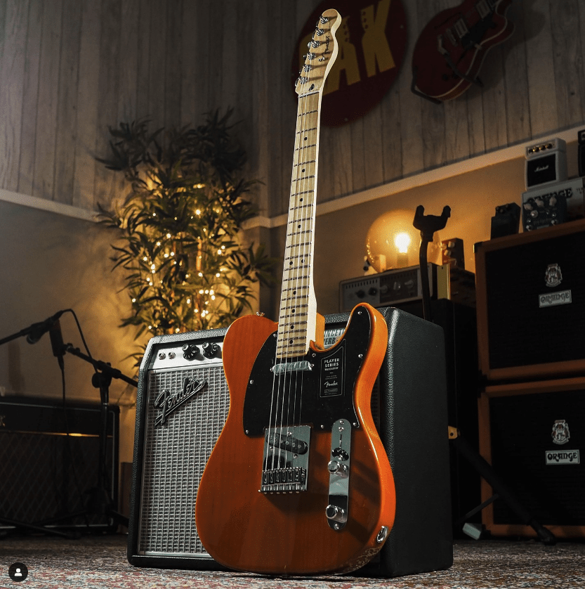 Lifestyle photo of the GAK Fender FSR Player Telecaster in Aged Natural.