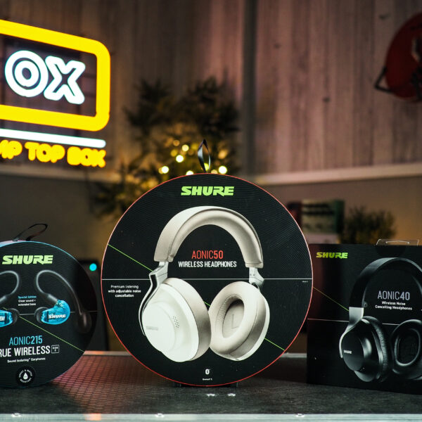 Group photo of Shure Aonic wireless headphones.