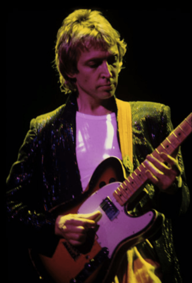A close-up photo of Andy Summers playing his modified Telecaster.