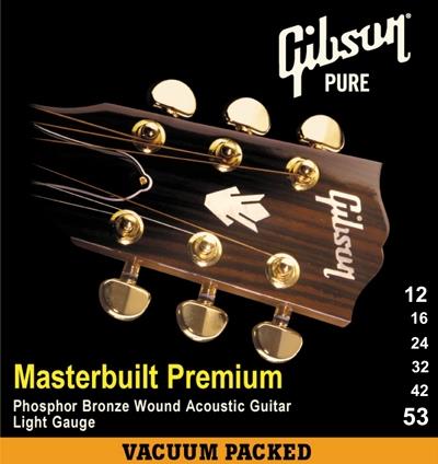 11-52 Ultra Light Gibson Gear Masterbuilt Premium Phosphor Bronze Acoustic Guitar Strings 