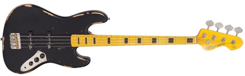 Vintage VJ74MR Icon Bass, Distressed Black