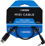 Boss BMIDI-1-35 TRS To 5-Pin DIN MIDI Cable, 1ft/30cm