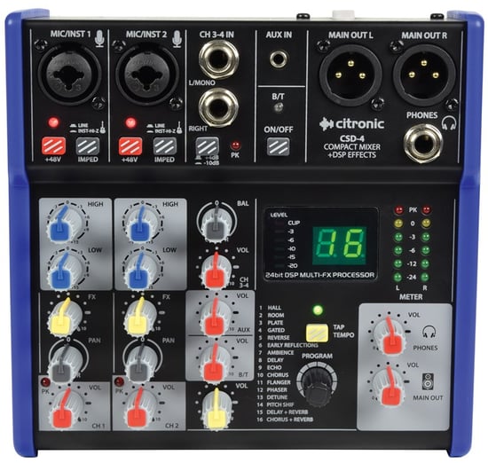 Citronic CSD-4 Compact Mixer with Bluetooth