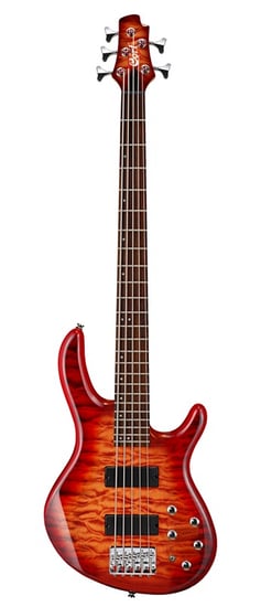 Cort Action Deluxe V Plus 5-String Bass, Cherry Red Sunburst