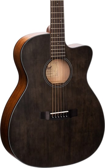 Cort Core-OC Spruce OM Electro Acoustic with Case, Open Pore Trans Black