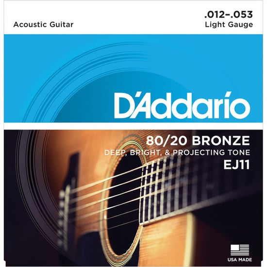 D'Addario EJ11 80/20 Bronze Acoustic, Light, 12-53