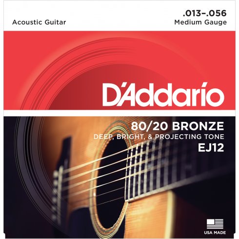 D'Addario EJ12 80/20 Bronze Acoustic, Medium, 13-56