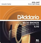 D'Addario EJ10 80/20 Bronze Acoustic, Extra Light, 10-47