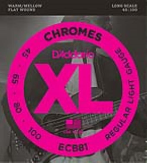 D'Addario ECB81 Chromes Flat Wound Bass, Long Scale, Light, 45-100