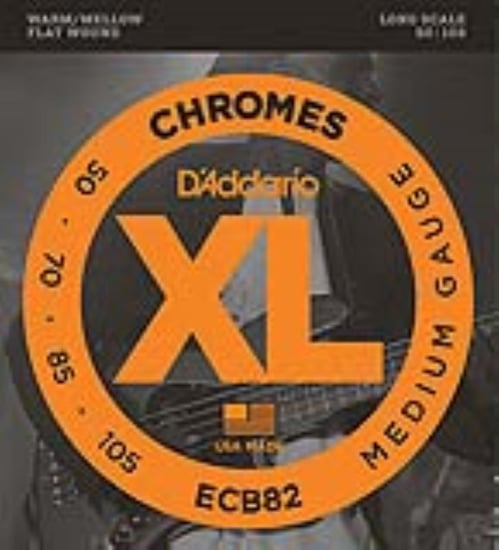D'Addario ECB82 Chromes Flat Wound Bass, Long Scale, Medium, 50-105