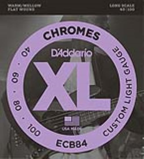D'Addario ECB84 Chromes Flat Wound Bass, Long Scale, Custom Light, 40-100