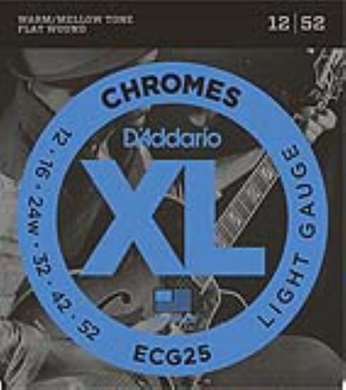 D'Addario ECG25 XL Chromes Flat Wound, Light, 12-52