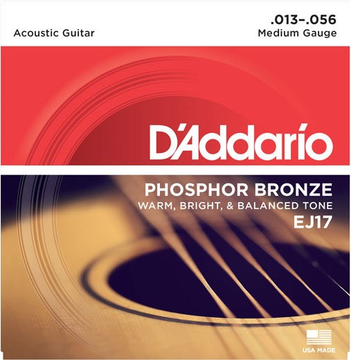 D'Addario EJ17 Phosphor Bronze Acoustic, Medium, 13-56