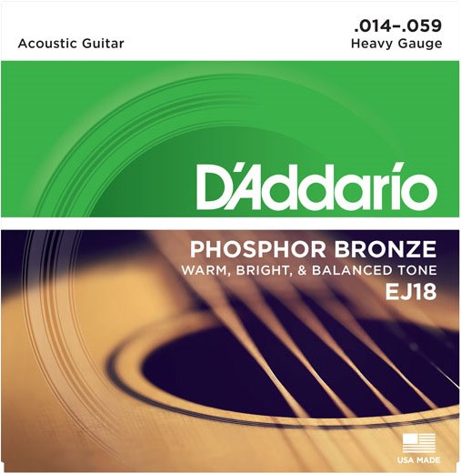 D'Addario EJ18 Phosphor Bronze Acoustic, Heavy, 14-59