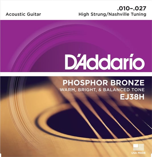 D'Addario EJ38H Phosphor Bronze Acoustic High Strung/Nashville, 10-27