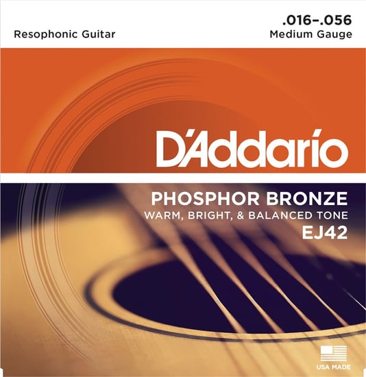 D'Addario EJ42 Phosphor Bronze Resophonic, 16-56