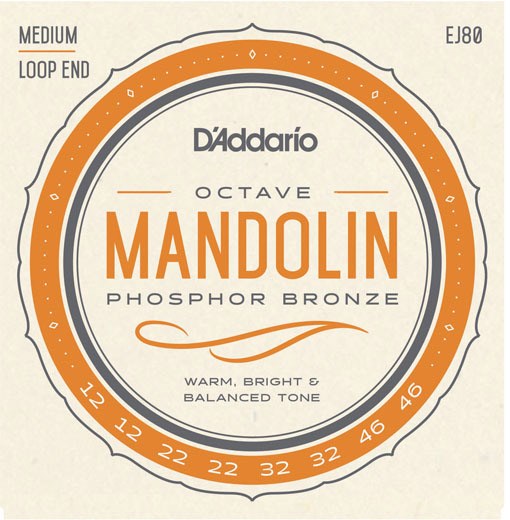 D'Addario EJ80 Phosphor Bronze Octave Mandolin, Medium, 12-46
