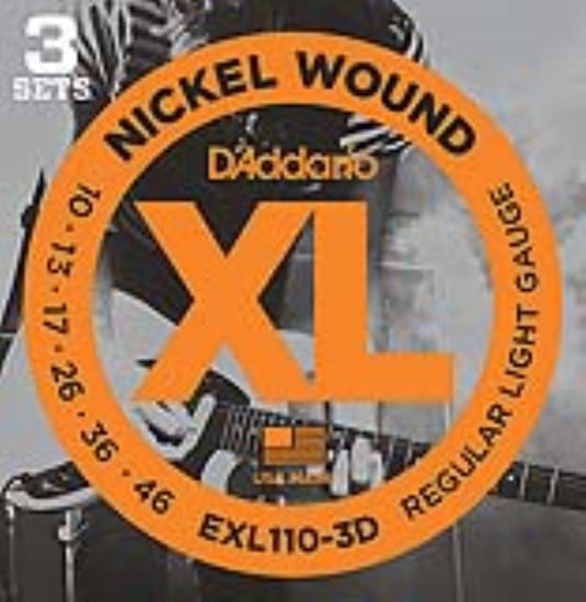 D'Addario EXL110 3D Nickel Wound Electric, Regular/Light, 10-46, 3 Pack