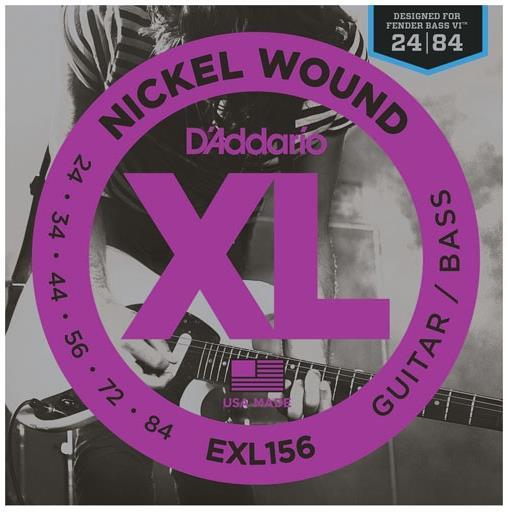 D'Addario EXL156 Nickel Wound Bass, Fender Bass VI, 24-84
