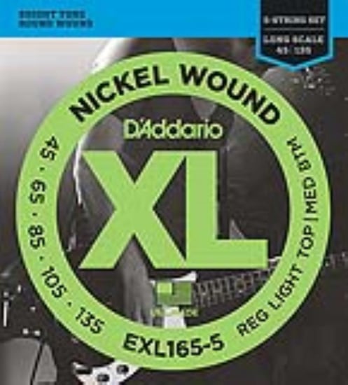 D'Addario EXL165-5 Nickel Wound 5 String Bass, Custom Light, 45-135 Long Scale