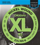 D'Addario EXL165-6 Nickel Wound 6 String Bass, Custom Light, 32-135, Long Scale