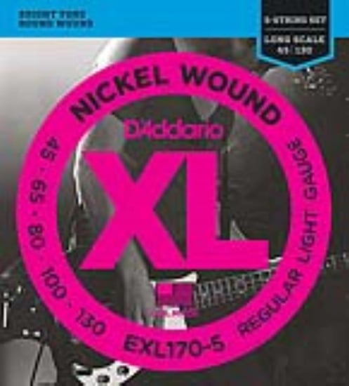 D'Addario EXL170-5 Nickel Wound Bass, 5 String, Light, 45-130, Long Scale