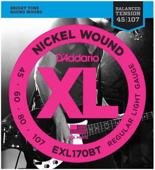 D'Addario EXL170BT Nickel Wound Bass, Balanced Tension Regular Light, 45-107, Long Scale