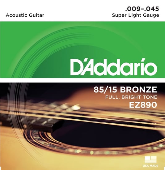 D'Addario EZ890 85/15 Bronze Acoustic,  Super Light, 9-45