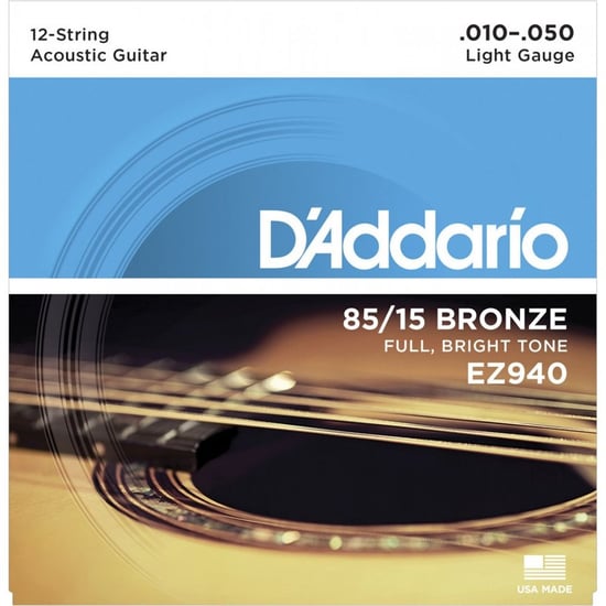 D'Addario EZ940 85/15 Bronze 12 String Acoustic, Light, 10-50