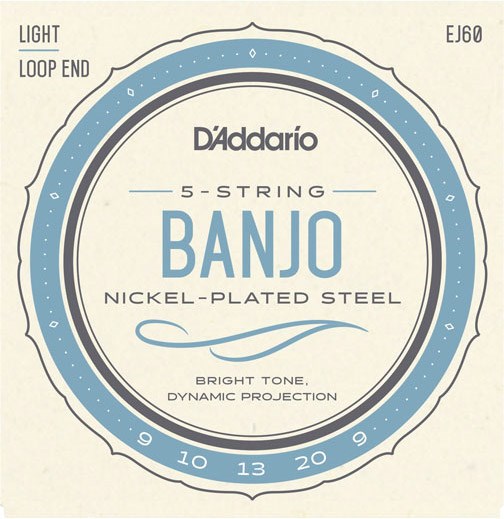 D'Addario EJ60 Nickel Wound 5 String Banjo, 9-20