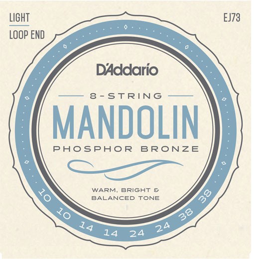 D'Addario EJ73 Phosphor Bronze 8 String Mandolin, Light, 10-38