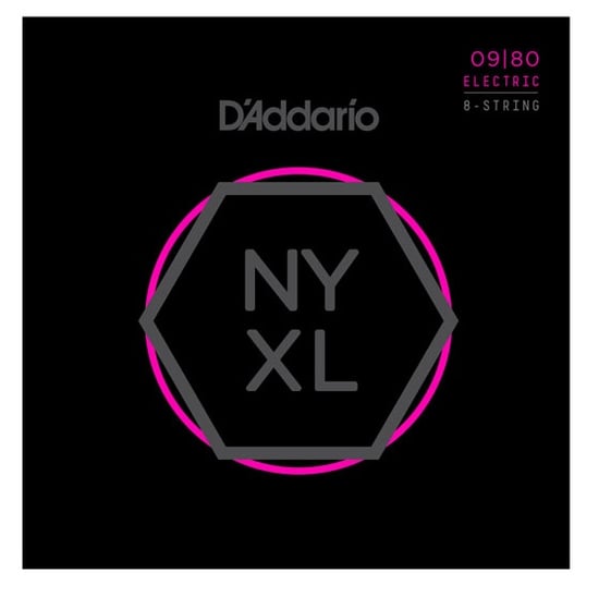 D'Addario NYXL0980 Nickel Wound 8 String Electric, Super Light, 9-80