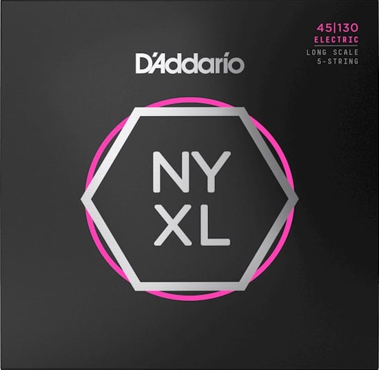 D'Addario NYXL45130 Nickel Wound 5 String Bass, Regular Light, 45-130, Long Scale