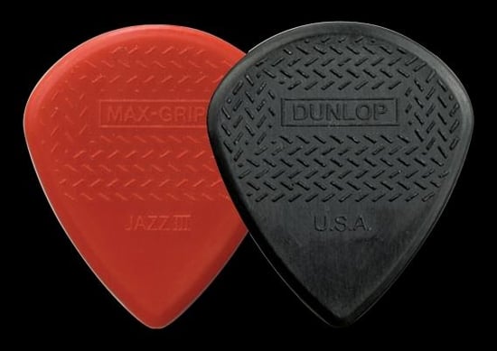Dunlop 471P3S Max-Grip Jazz III Picks, Black, 6 Pack
