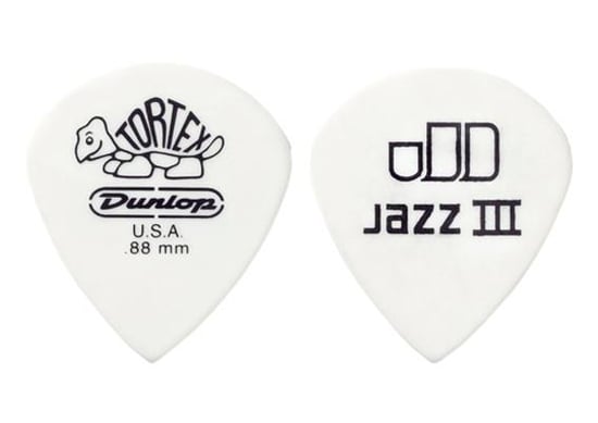 Dunlop 478P Tortex Jazz III Picks, .88mm, White, 12 Pack