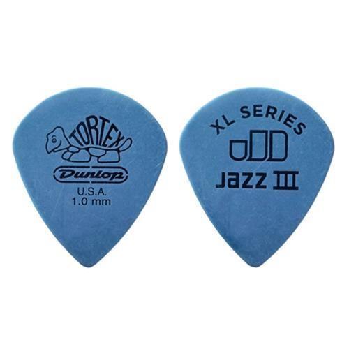 Dunlop 498P Tortex Jazz III XL Picks, 1mm, Blue, 12 Pack