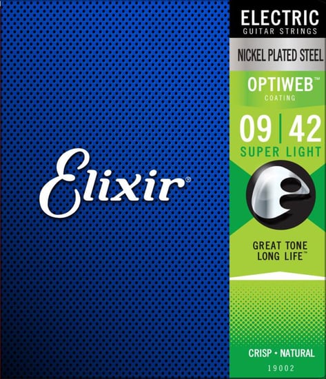 Elixir 19002 Nickel Plated Steel Optiweb Electric, Super Light, 9-42