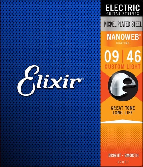 Elixir 12027 Nickel Plated Steel Nanoweb Electric, Custom Light, 9-46