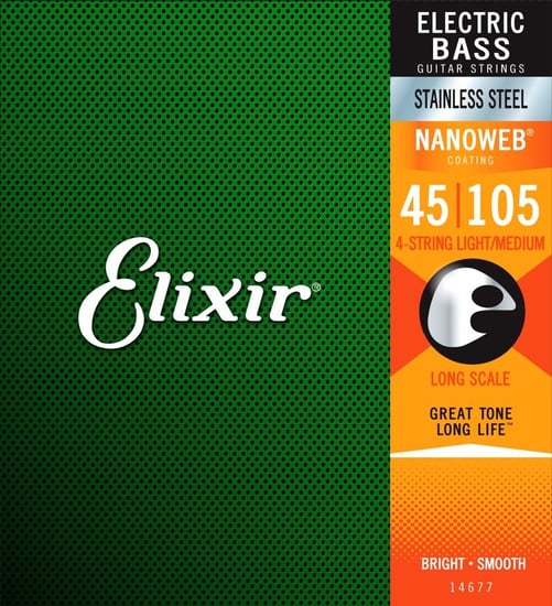 Elixir 14677 Stainless Steel Nanoweb Bass, Light Medium, 45-105