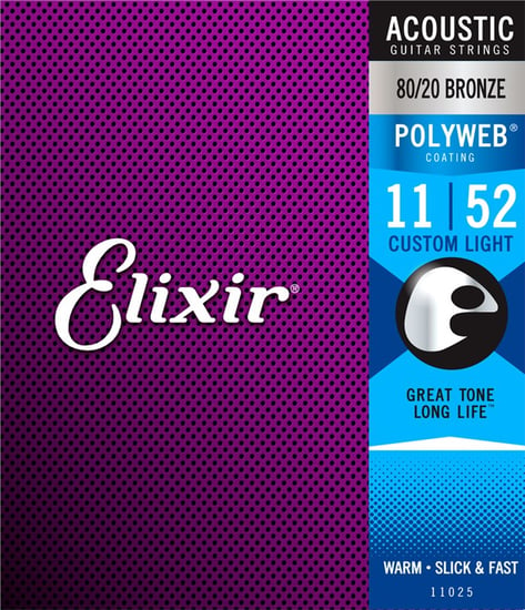 Elixir 11025 80/20 Bronze Polyweb Acoustic, Custom Light, 11-52
