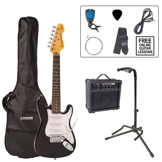 Encore EBP-E375 3/4 Size Electric Guitar Starter Pack, Gloss Black