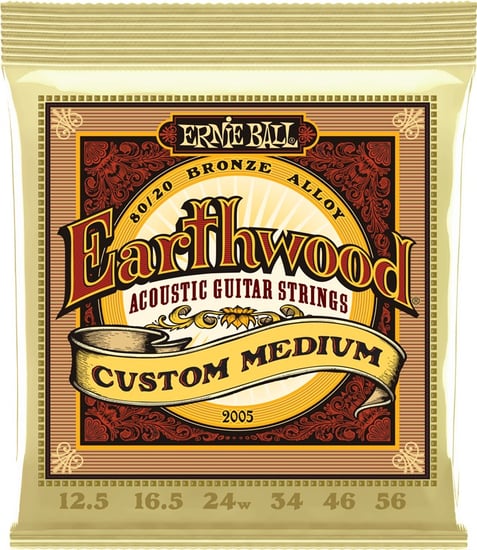 Ernie Ball 2005 Earthwood 80/20 Bronze Acoustic, Custom Medium, 12.5-56