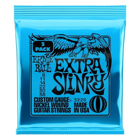 Ernie Ball 3225 Extra Slinky, 8-38, 3 Pack