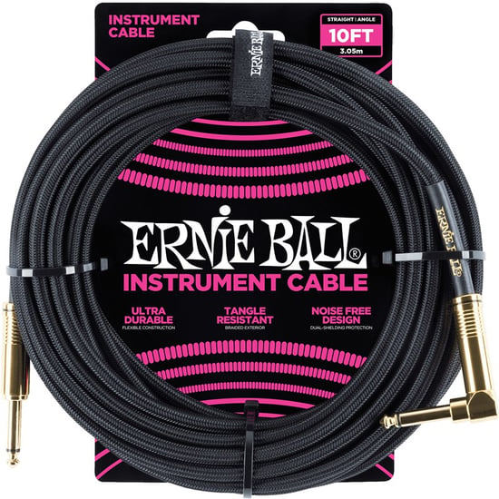 Ernie Ball 6081 Braided Instrument Cable, 10ft/3m, Black