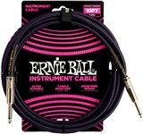 Ernie Ball 6393 Braided Instrument Cable, 10ft/3m, Purple/Black