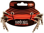 Ernie Ball 6401 Flat Ribbon Patch Cable, 3in/7.5cm, Red, 3 Pack
